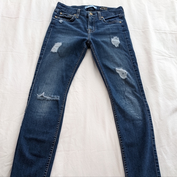 7 For All Mankind B(AIR) Ankle Skinny Distressed Jeans Size 24 - Picture 4 of 16